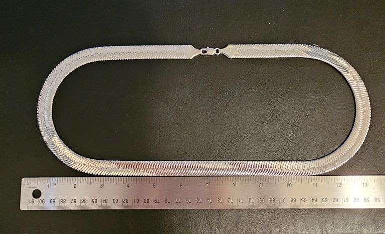 Huge 130.4 Gram .925 Sterling Silver Tri-Layered Herringbone Necklace