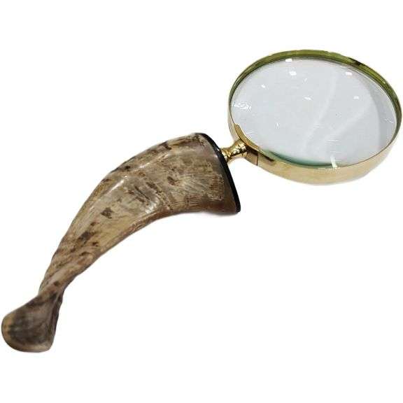 Solid Brass Magnifying Glass with Buffalo Horn Handle