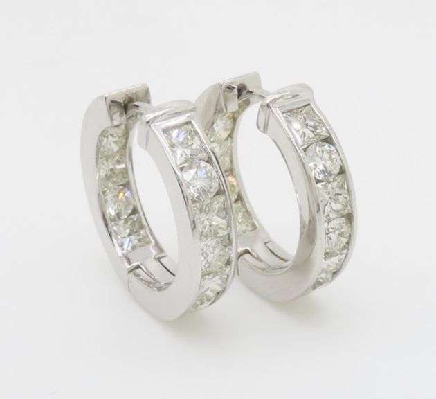 3.85CTW Inside Out Diamond Hoop Earrings