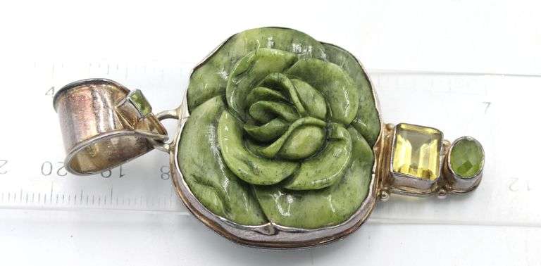 Big group lot of Vintage 925 sterling silver gemstone pendants