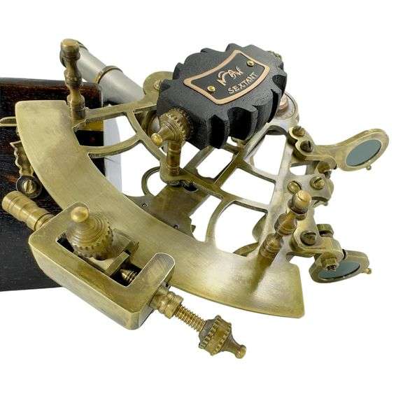 Solid Brass Nautical Sextant with Hardwood Box
