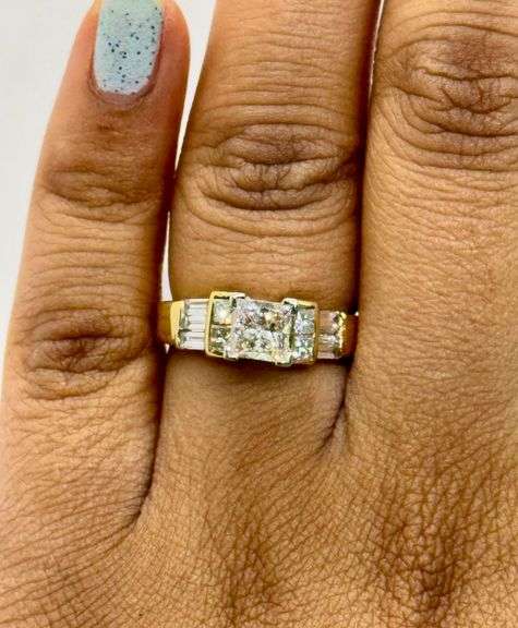 14K Two-Tone Gold Princess Cut Diamond Ring