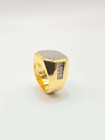 Men's 14 Kt Gold Plate 6.25 Cttw Lab Simulated Diamond Ring