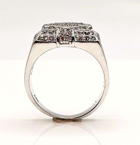 Men's 14 Kt  White Gold Plated 5.75 Cttw. Lab Simulated Diamond Ring