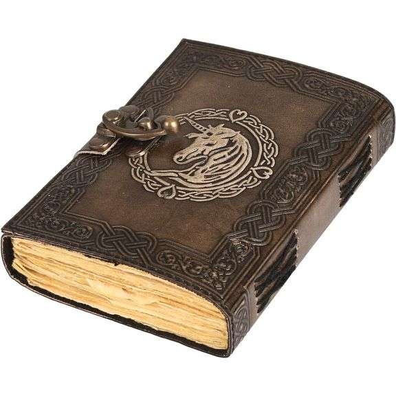 Handmade Unicorn Leather Journal with Lock