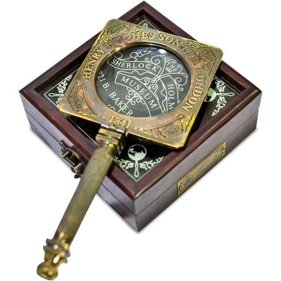Brass Sherlock Holmes Magnifying Glass with Box