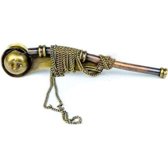 Brass Bosun's Pipe Whistle with Chain