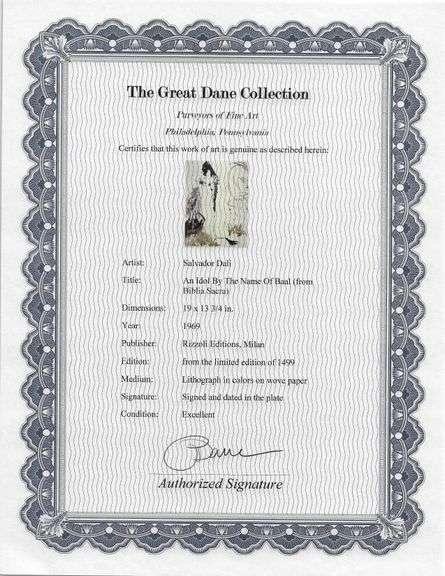 Highly Collectible and Rare Salvador Dali Original Lithograph from the 'Biblia Sacra' Suite