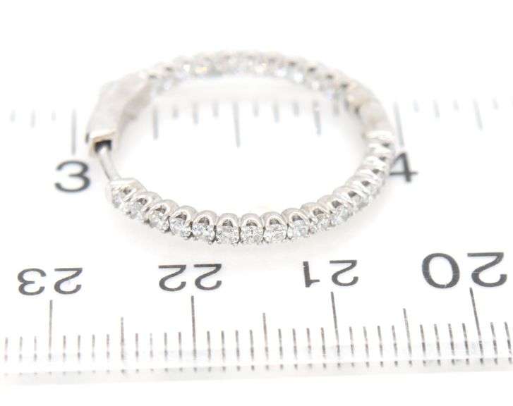 14kt White gold 1ctw diamond in out hoop earrings