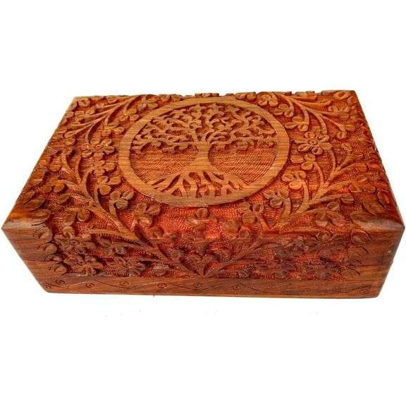 Handcarved Tree of Life Treasure Box