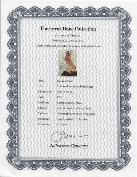 Highly Collectible and Rare Salvador Dali Original Lithograph from the 'Biblia Sacra' Suite