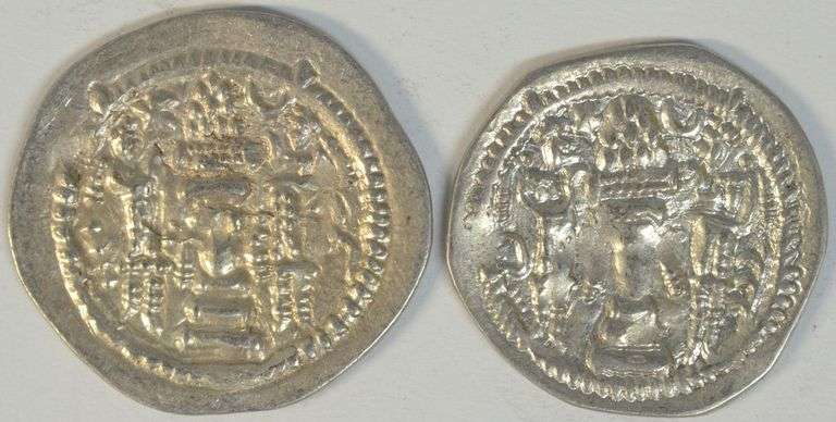 Type I and Type II Sassanian Peroz Silver Drachms, 457-483 AD