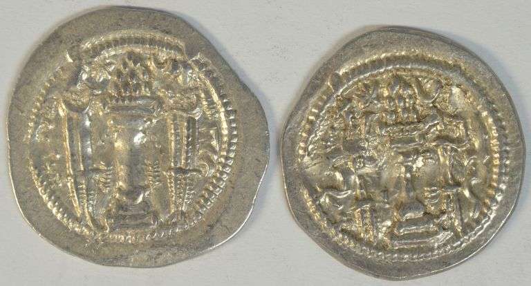 Type I and Type II Sassanian Peroz Silver Drachms, 457-483 AD