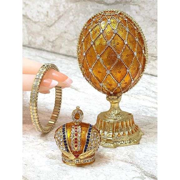 Fabergé Crowned Regal Egg with 24K Gold & Austrian Crystals