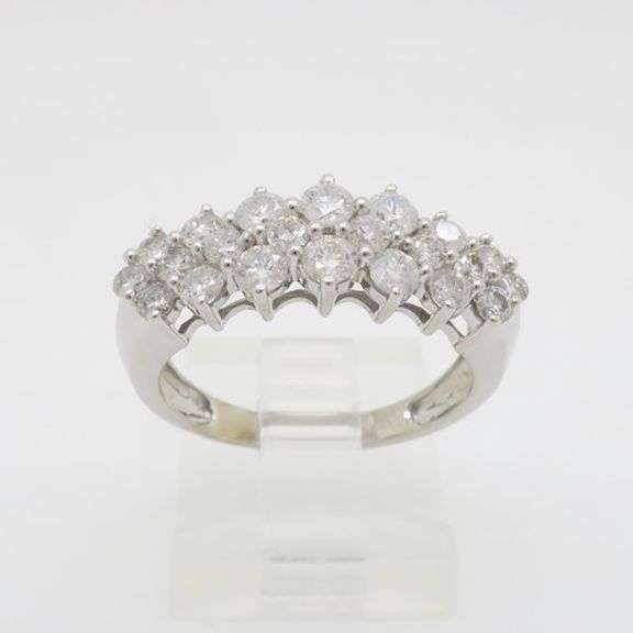 Two Row Diamond Band made in White Gold