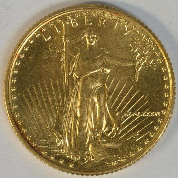 Scarce Gem BU 1986 $10 American Gold Eagle. First-year issue