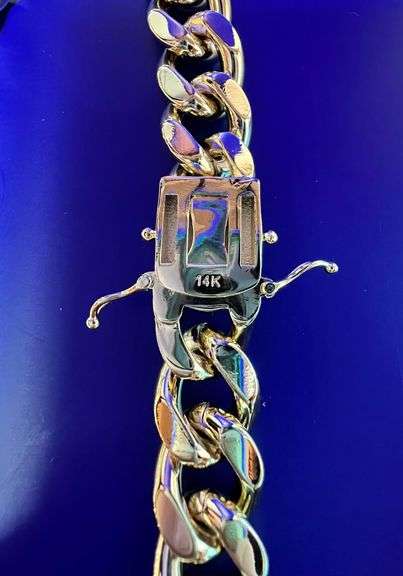 Huge 296 Grams 14 Kt Gold Plated Curb Link Necklace