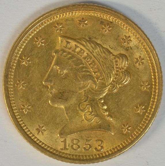 Fully struck Near Mint 1853 US $2.50 Liberty Gold Piece