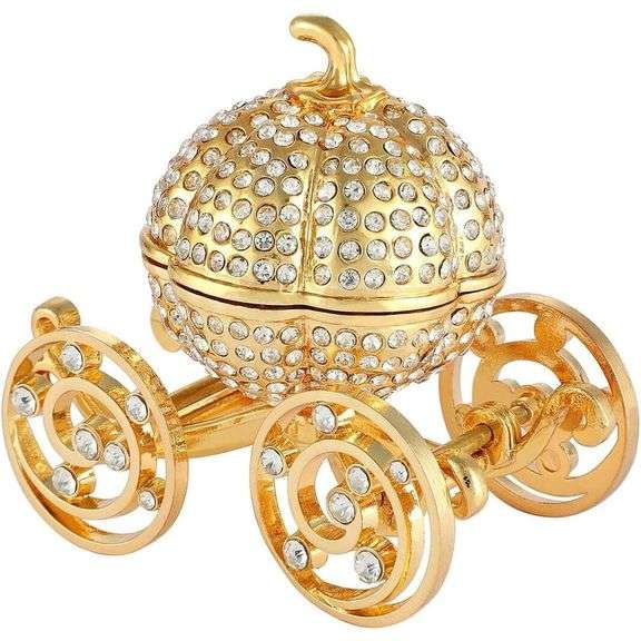 Pumpkin Carriage Enameled Trinket Box