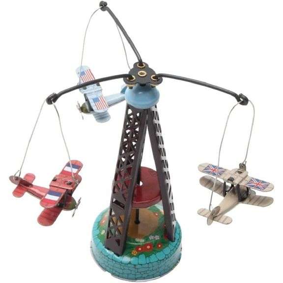 Classic Retro Wind-Up Airplane Carousel Toy