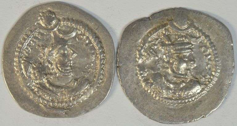 Type I and Type II Sassanian Peroz Silver Drachms, 457-483 AD