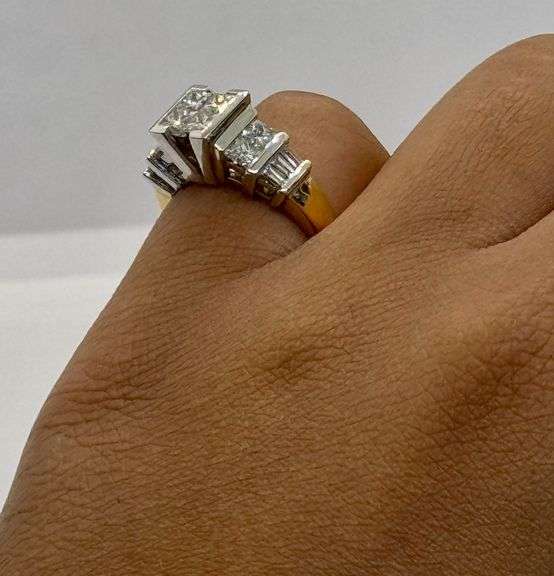 14K Two-Tone Gold Princess Cut Diamond Ring