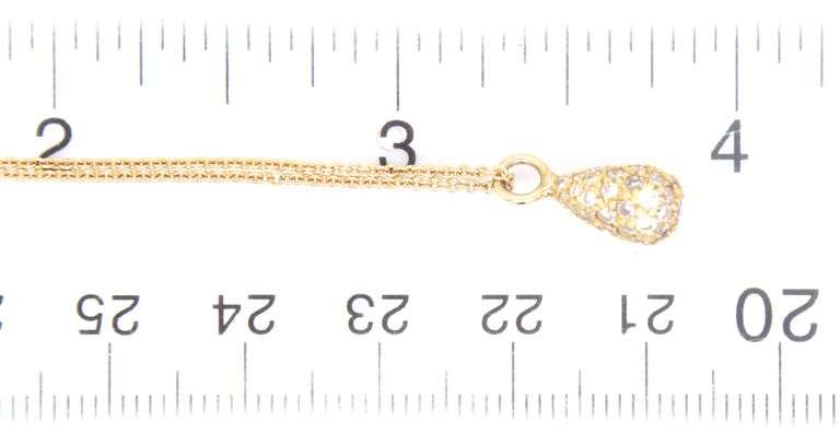 18kt Yellow gold pave diamond drop pendant on chain