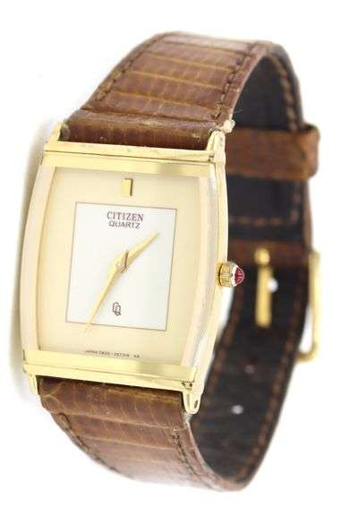 Citizen quartz cream beige dial square watch