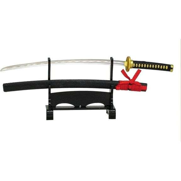 Samurai with Red Armor and Katana in Display Case