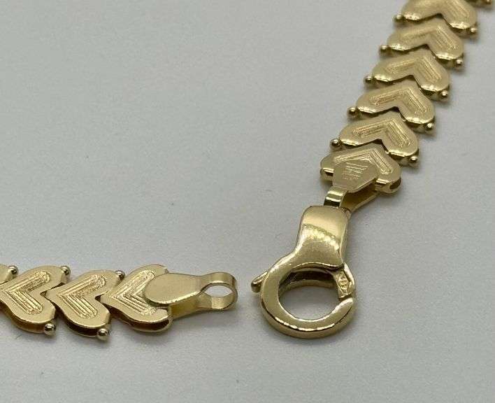 14K Yellow Gold Heart Link Necklace