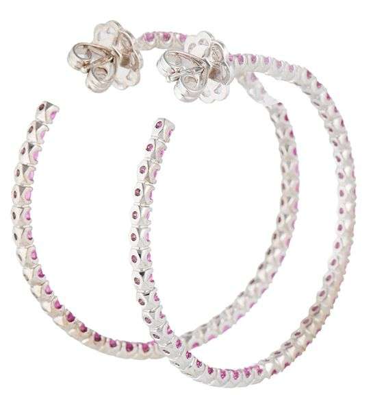 3.60ctw Pink Sapphire Inside Out Hoop Earrings in 18K