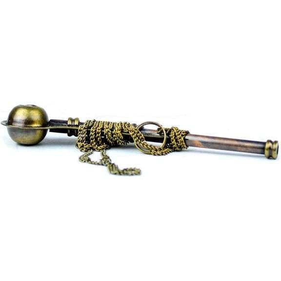 Brass Bosun's Pipe Whistle with Chain