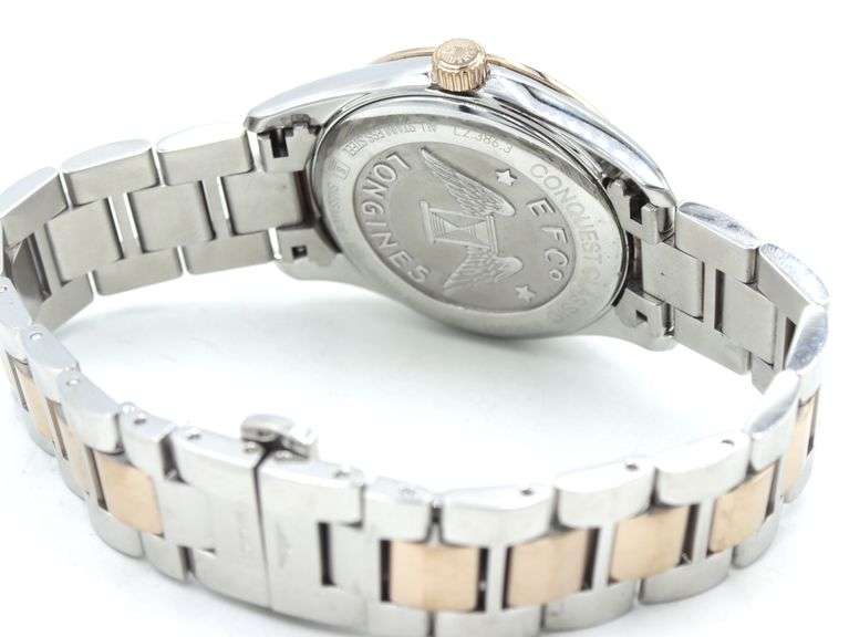 Longiness Conquest classic mother of pearl diamond dial quartz watch