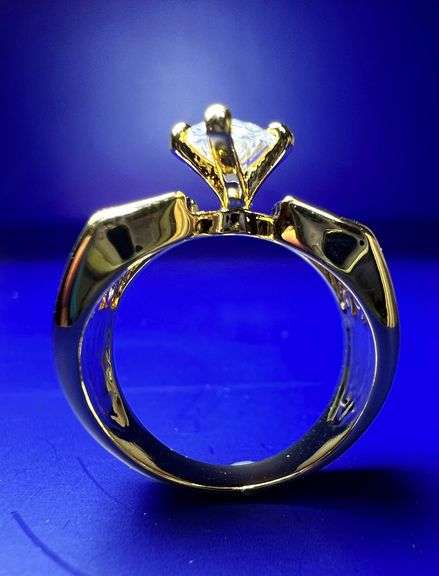 Ladies Sparkling 14 Kt Tri-Layered Yellow Gold Plated Rare 3.35 Ct Marquis Cut Lab Simulated Diamond