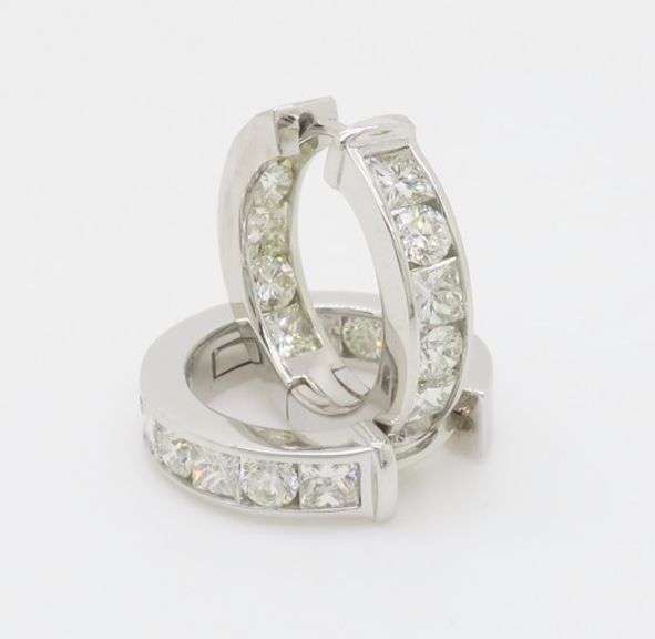 3.85CTW Inside Out Diamond Hoop Earrings