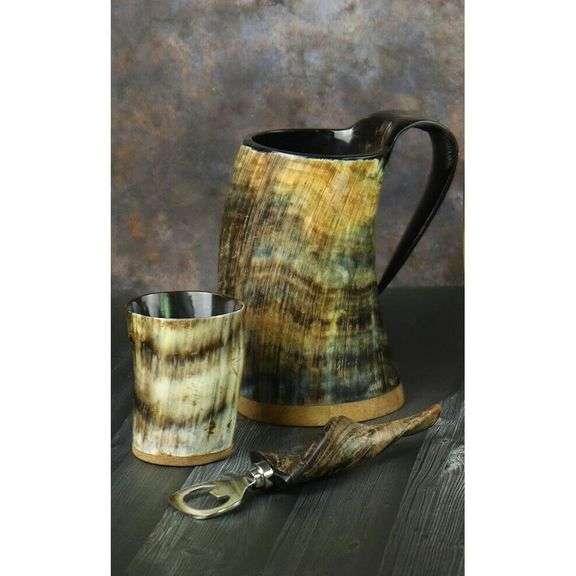 Handmade Viking Drinking Horn Set