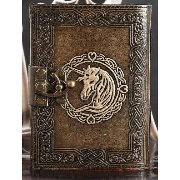 Handmade Unicorn Leather Journal with Lock