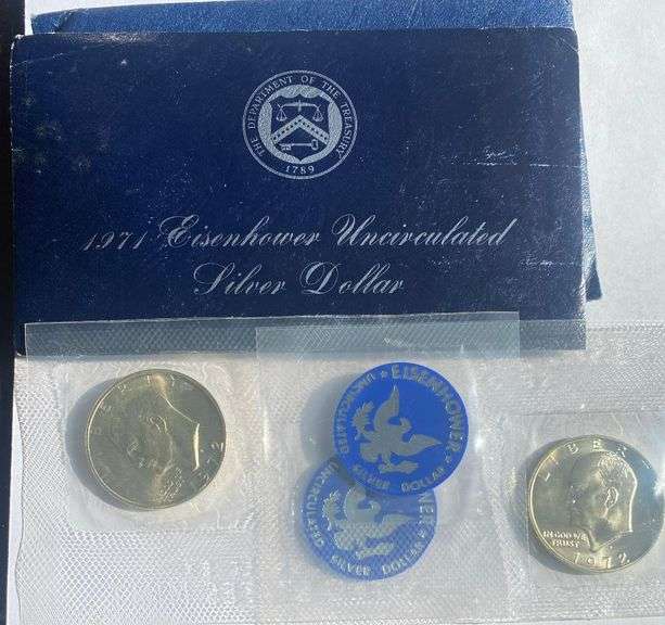 4 Blue Pack Unc Silver Dollars