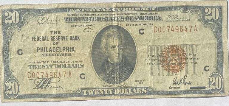 $20 Philadelphia National Currency Series of 1929