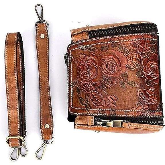 Leather Rose Crossbody Bag