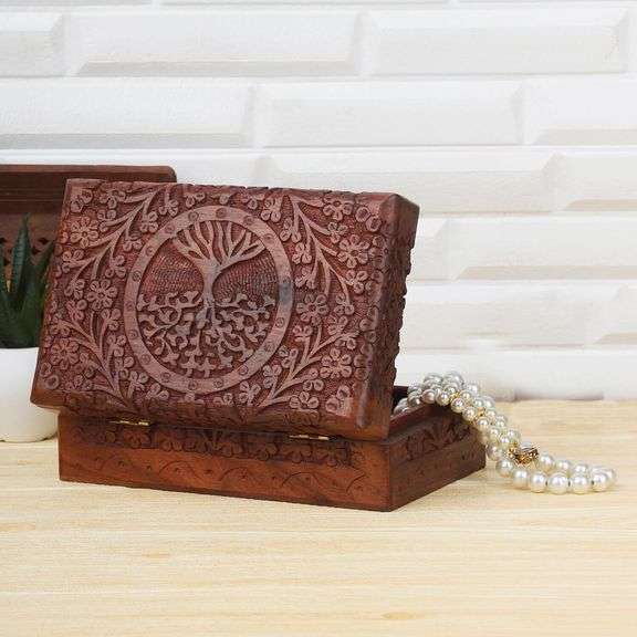 Handcarved Tree of Life Treasure Box