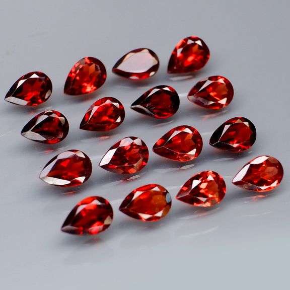 Premium 7.62ct pear cut cherry red Garnet set