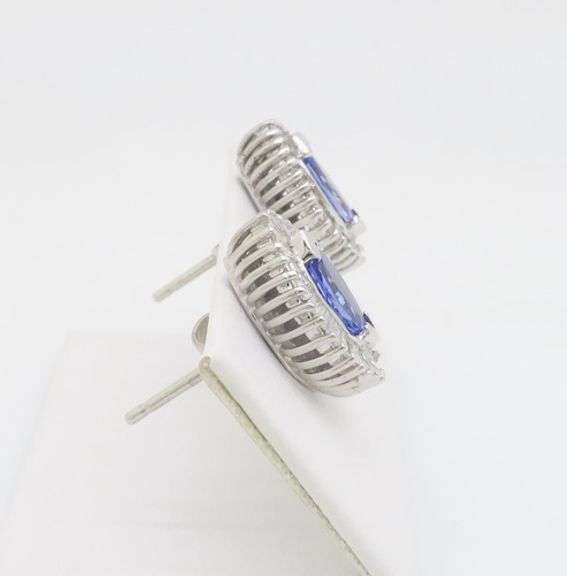 Tanzanite & Diamond Halo Stud Earrings