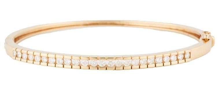 1.00ctw Round Diamond Channel Set Bangle Bracelet in 14K