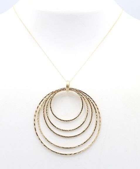 10kt Yellow gold multi circle pendant on chain