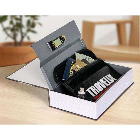Hidden Book Safe with Combination Lock & Fireproof Bag