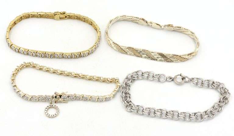 Group lot of 4 Vintage 925 sterling silver bracelets