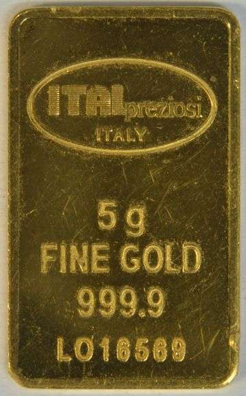 Pure .9999 Fine 5 gram Gold Bar with unique serial number