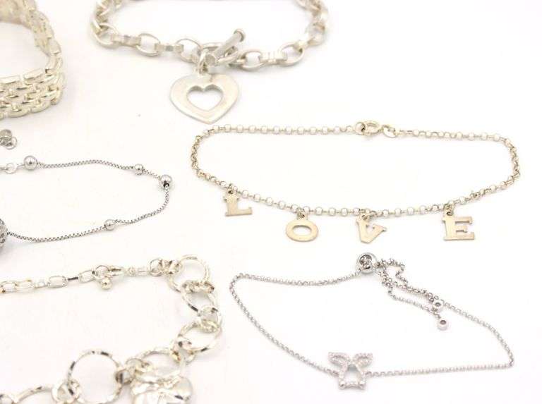 Group lot of 6 Vintage 925 sterling silver bracelets