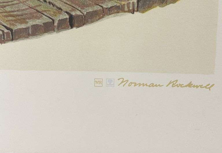 Highly Collectible Norman Rockwell Lithograph in Gold Frame